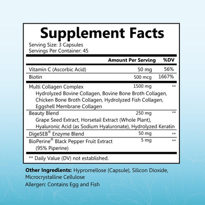 Multi Collagen Pills for Women (Types I II III V X) with Vitamin C Hyaluronic Acid Biotin BioSchwartzBuy Supplements Australia