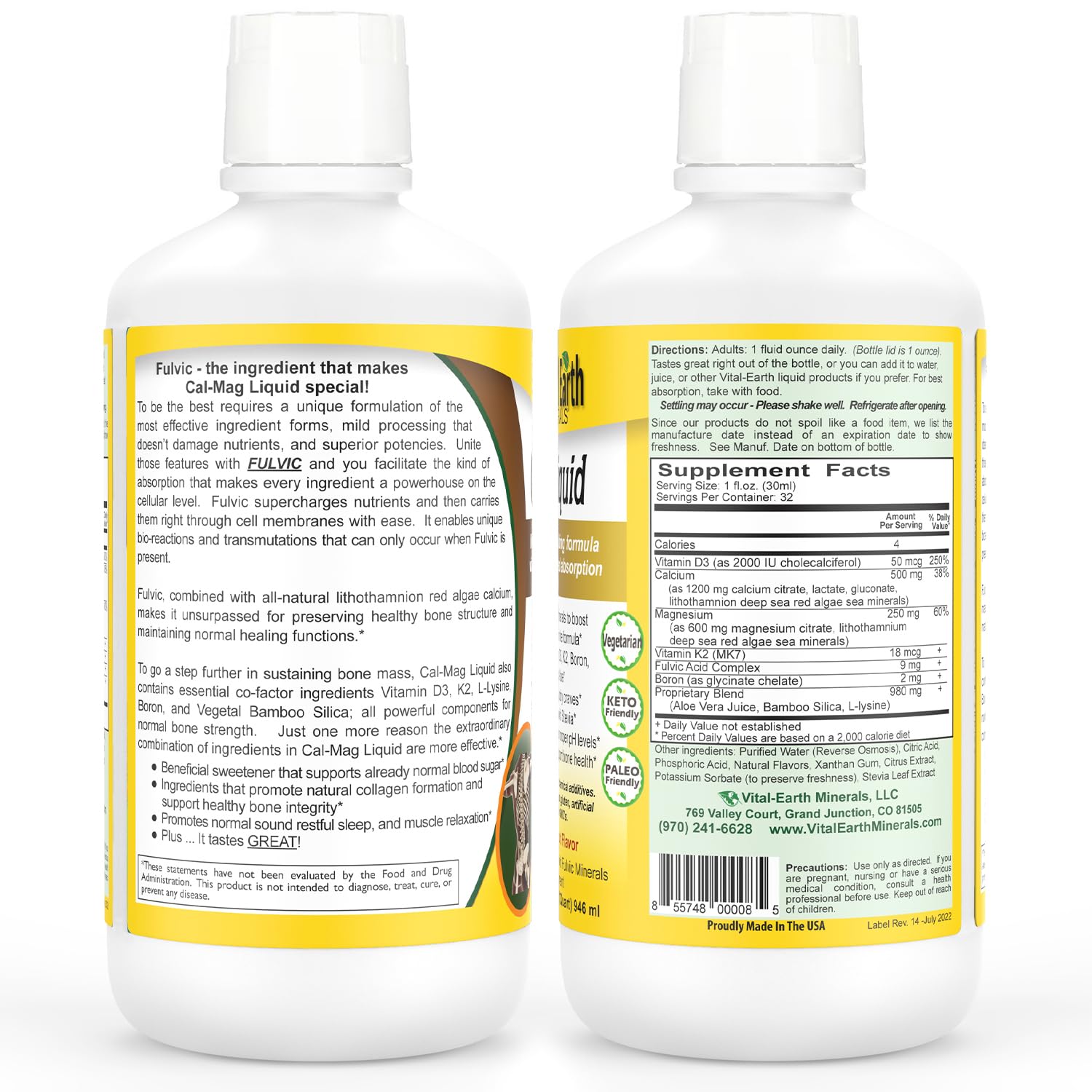 Vital Earth Minerals Bone & Wellness Support – Cal Mag Liquid + Super Multi, Liquid Multivitamins, MTHFR Support, 32 Oz Ea Vital Earth MineralsBuy Supplements Australia