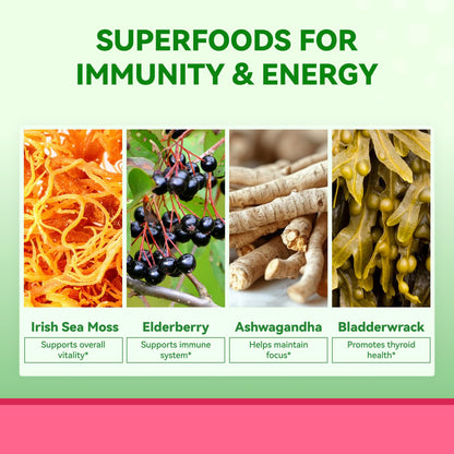 Inner Brightness Sea Moss 4000mg Gummies with Ashwagandha, Elderberry, Apple Cider Vinegar, Bladderwrack, Burdock Root – Immune Support – Mixed Berry Flavor – 60 Count Inner BrightnessBuy Supplements Australia