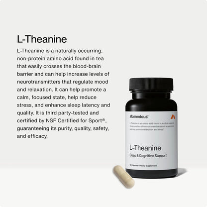 Momentous L-Theanine Supplement - 200 mg Capsules to Promote Relaxation & Focus - NSF Certified for Sport