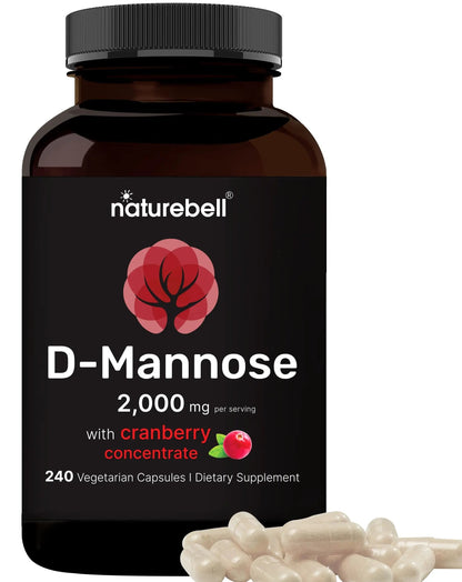 NatureBell D-Mannose 500mg Capsules (2,000mg Per Serving) | 240 Veggie Capsules + Cranberry Concentrate 40mg – Fast Acting Urinary Tract Health Pills – Ultra UTI Support for Women & Men NatureBellBuy Supplements Australia