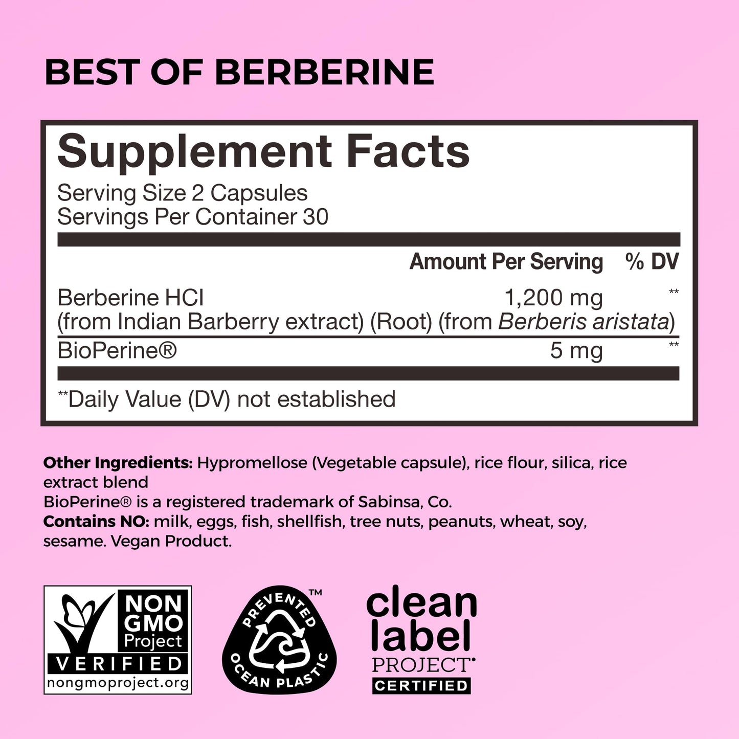 HUM Best of Berberine Supplement 1200mg, Pure Potency for Metabolic Wellness, Gut Health, Pure Berberine Supplements Enhanced