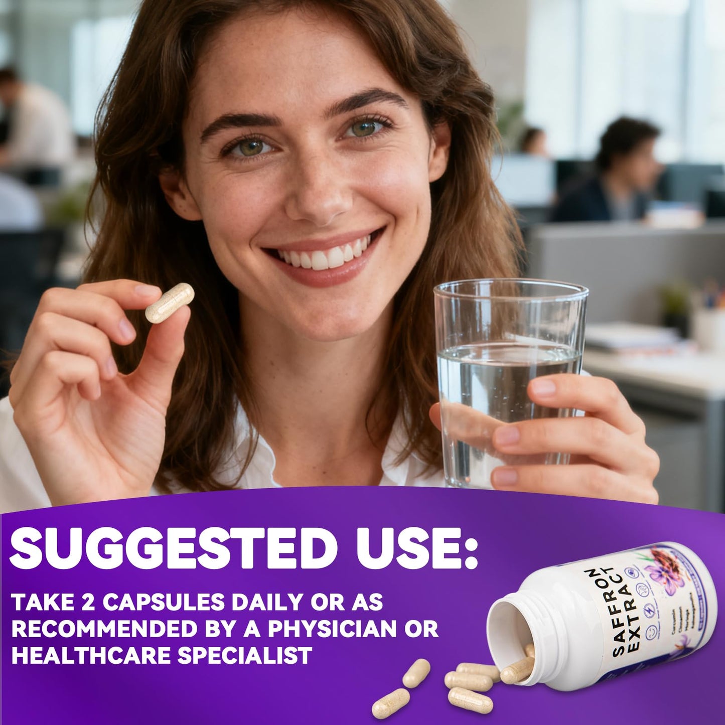 Happy Saffron Supplements, 100mg Saffron Extract, Saffron Blend with Turmeric & Ashwagandha, Supports Mood, Focus, and Energy Boost, 90 Capsules MossllyBuy Supplements Australia