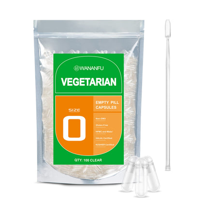 wananfu Size 0 Empty Capsules Vegetarian (100 Count) Bundle with Micro Lab Spoon, Clear Fillable Veggie Pill Capsules Size 0 for Making Your Own Supplements wananfuBuy Supplements Australia