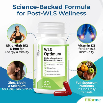 FitForMe Bariatric Multivitamin, Tailored for Gastric Sleeve Surgery – One-a-Day Capsule, 30-Day Supply, Easy-to-Swallow WLS Optimum Capsule FitForMe