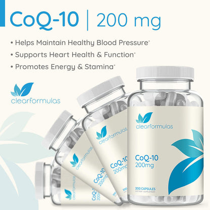Clear Formulas CoQ10 200mg 200 Capsules Quick Absorption Non-GMO Clear FormulasBuy Supplements Australia