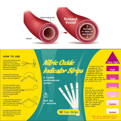 Nitric Oxide Test Strips [50strips]- Nitric Oxide Indicator Strips Work by Measuring The nitrites in Your Mouth to Indicate The Amount of Nitric Oxide in Your Body, get Results in just 10-15 Seconds…
