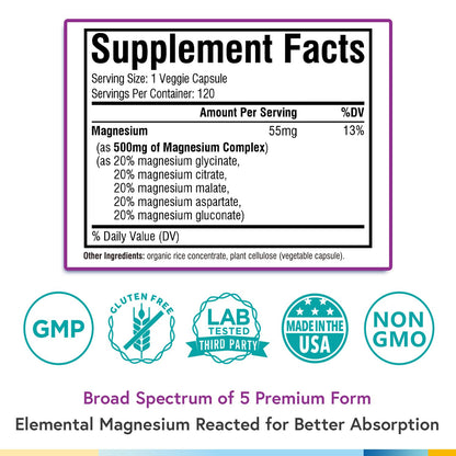 Terranics Magnesium Complex, Total 240 Capsules, Max Absorption, Glycinate, Citrate TerranicsBuy Supplements Australia