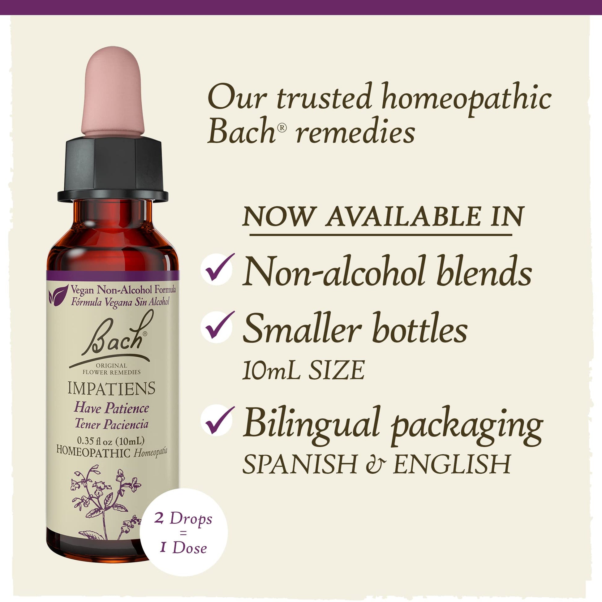 Bach Original Flower Remedies, Impatiens for Patience (Non-Alcohol Formula), Natural Homeopathic BachBuy Supplements Australia
