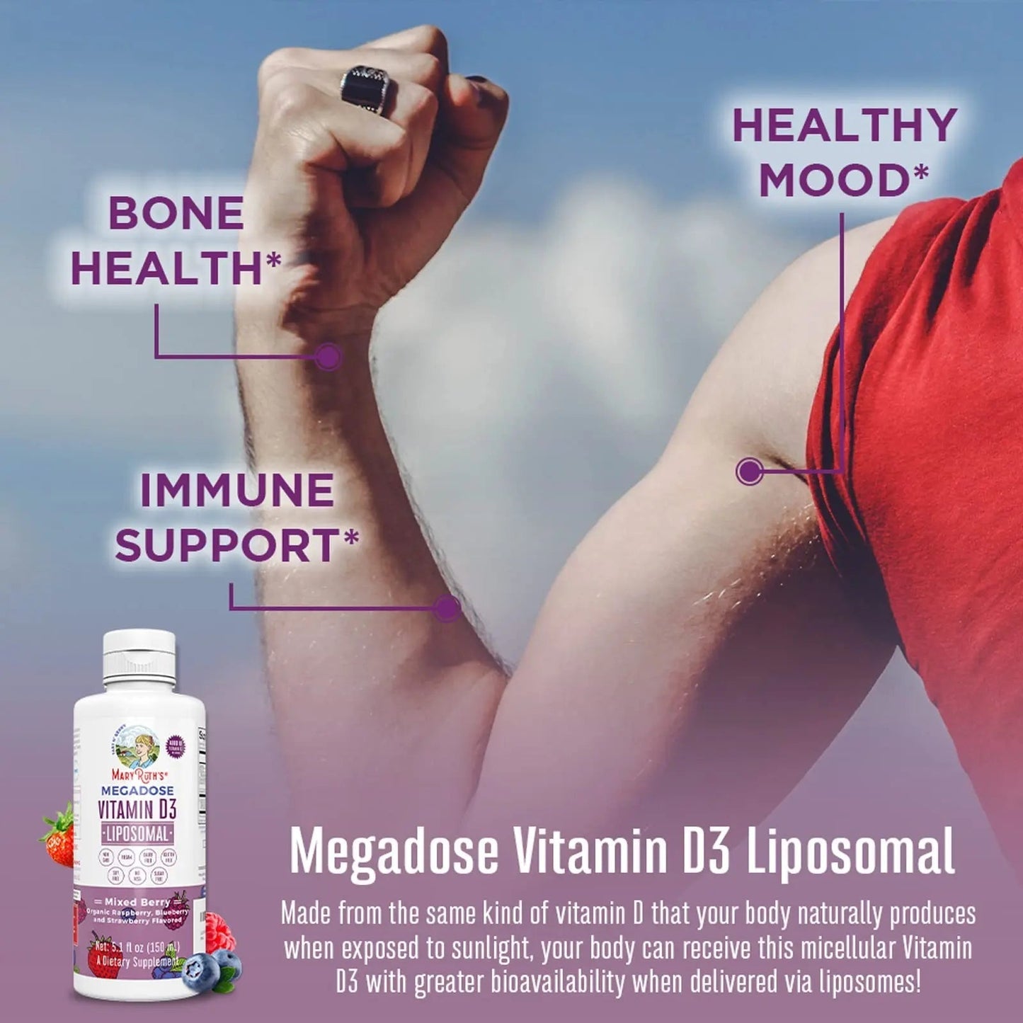 MaryRuth Organics Kids Multivitamin Liposomal (Strawberry Cherry & Vanilla) & Vitamin D3 Liposomal (Mixed Berry) Clean Label Project Verified MARYRUTH'S