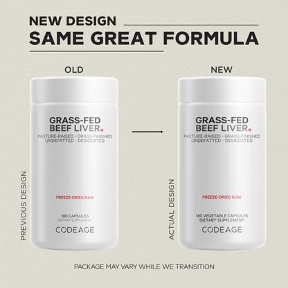 Codeage Grass Fed Beef Liver Supplement Superfood, Freeze Dried, Non-Defatted, Desiccated Glandulars Bovine Pills, Pasture Raised Beef Vitamins, Non-GMO Liver Meat, 180 Capsules CodeageBuy Supplements Australia