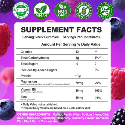 Magnesium Glycinate Gummies 400mg, Sugar Free Mаgnеsium Gummiеs for Adults with Magnesium Malate, Zinc, and Vitamin B6 for Sleep, Body Support and Relaxation, Non GMO, 60 Count-Multi-Flavor ArtDietistXBuy Supplements Australia