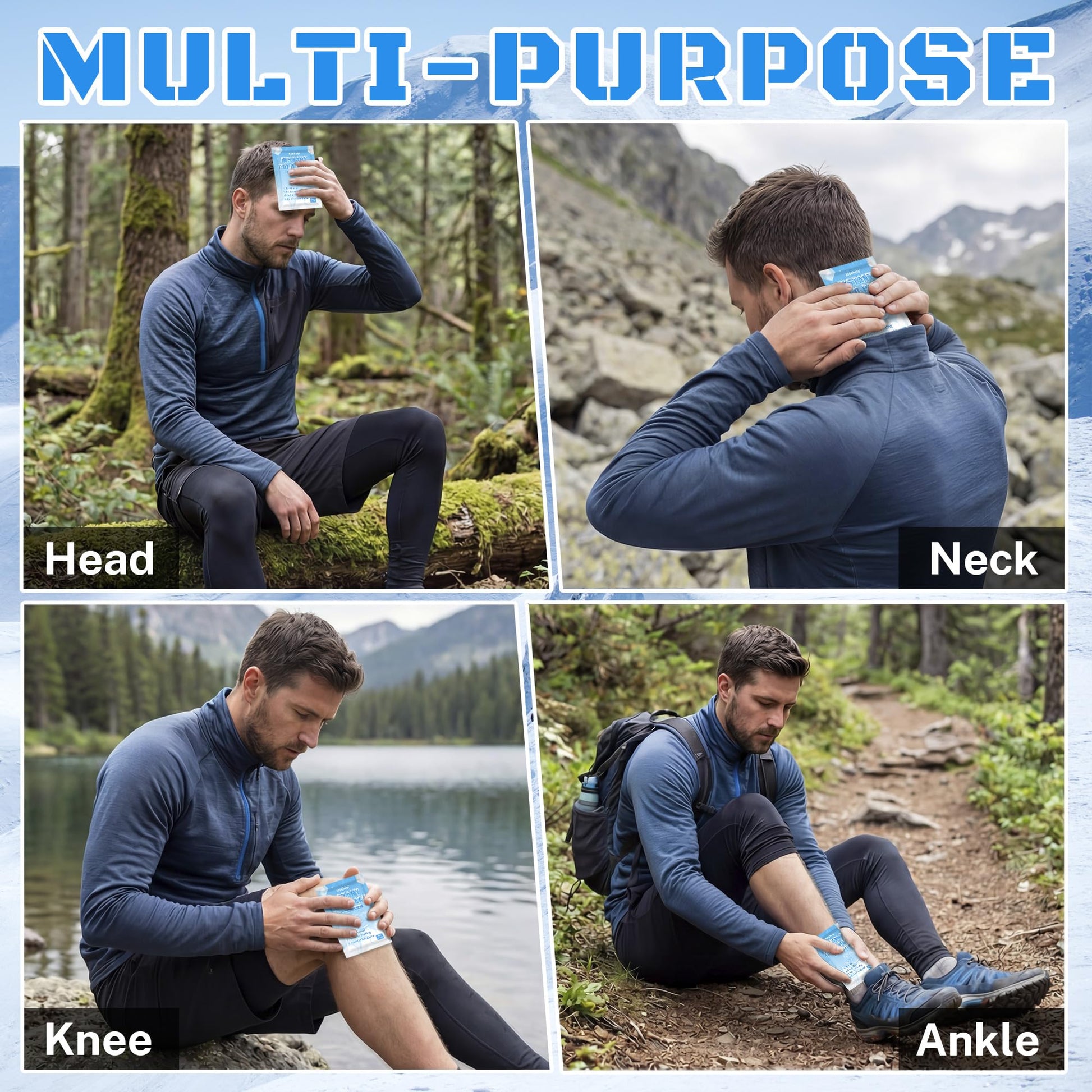 8 Pack Instant Cold Packs (4.3" x 5.9") - Disposable Ice Packs for Injuries | Cold Compress Ice Pack for Pain Relief, Swelling, Inflammation, Sprains, Toothache - Cold Pack for Athletes - Maple Wellness Supplements