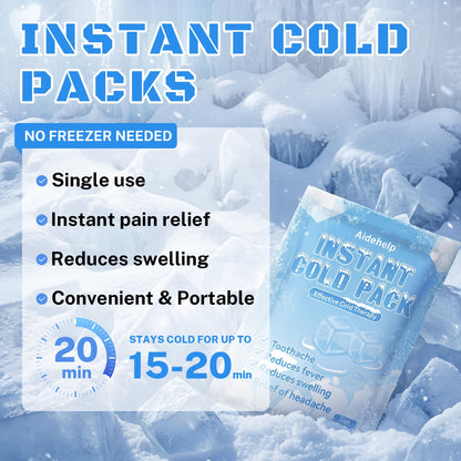 8 Pack Instant Cold Packs (4.3" x 5.9") - Disposable Ice Packs for Injuries | Cold Compress Ice Pack for Pain Relief, Swelling, Inflammation, Sprains, Toothache - Cold Pack for Athletes - Maple Wellness Supplements