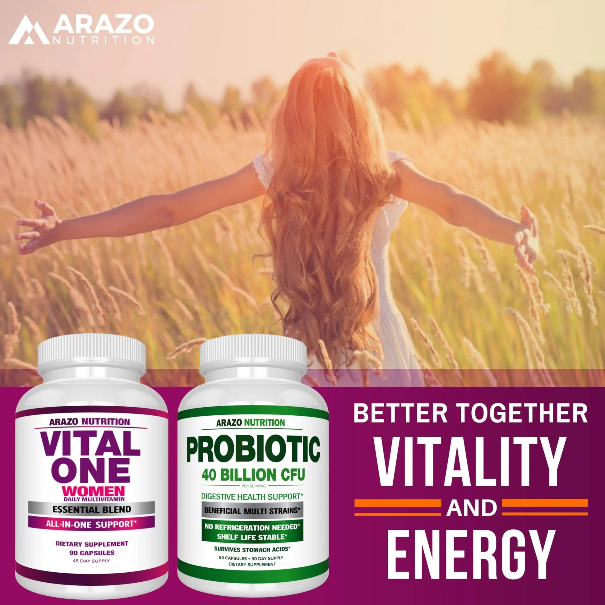 Arazo Nutrition Vital One Multivitamin for Women - Daily Wholefood Supplement - 90 Vegan Capsules Arazo Nutrition