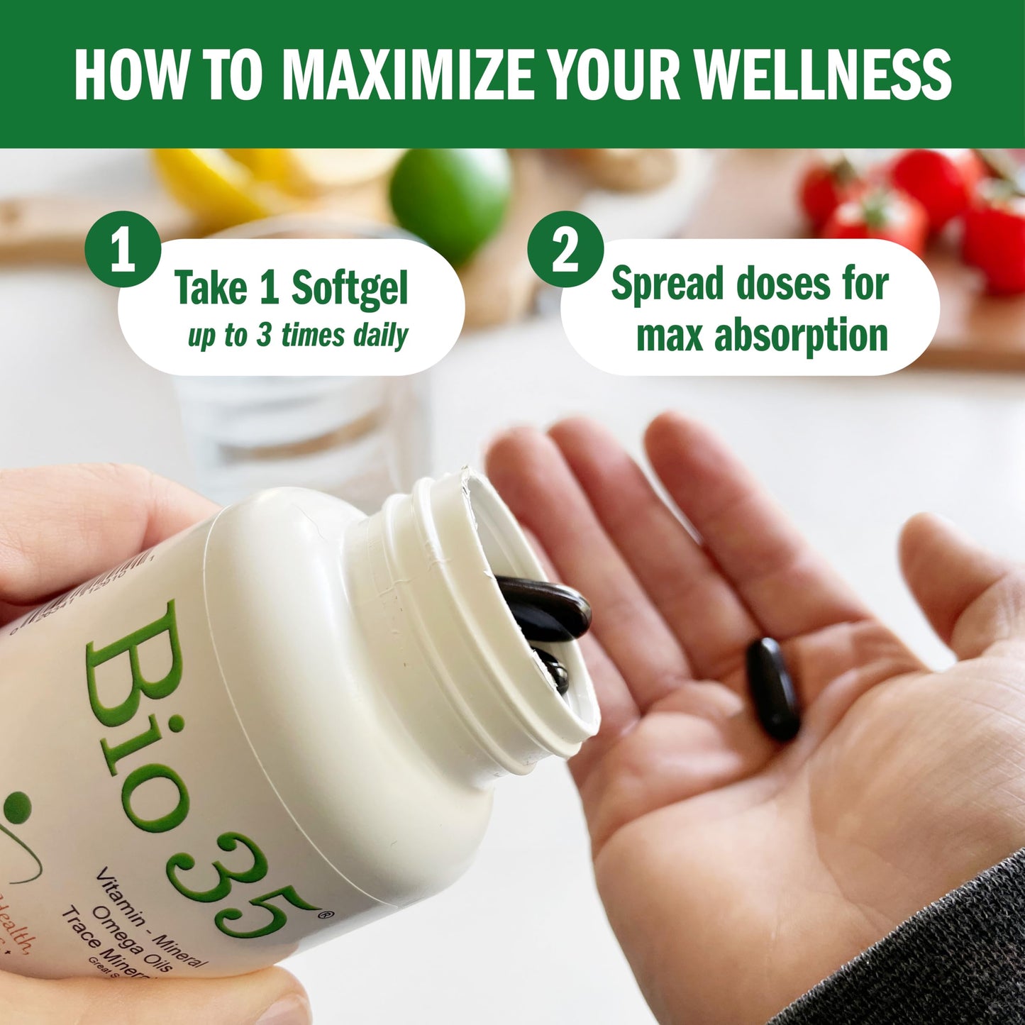 Bio35 / 300 sg Original, Gluten Free, Daily Multivitamin for Men & Women Wellness – Bio35 High Potency Softgel with Trace Minerals, Multi Vitamins for Immune Support, Digestion, & Energy, Biotek, For Health, For LifeBuy Supplements Australia
