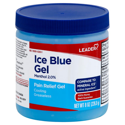 LEADER Ice Blue Gel Pain Relieving Greaseless Fast-Acting Topical Analgesic Cooling Therapy Muscle Joint Long-Lasting Relief Backache Arthritis Sports Injuries soothes Aches 8oz. Each (Pack of 5) LeaderBuy Supplements Australia