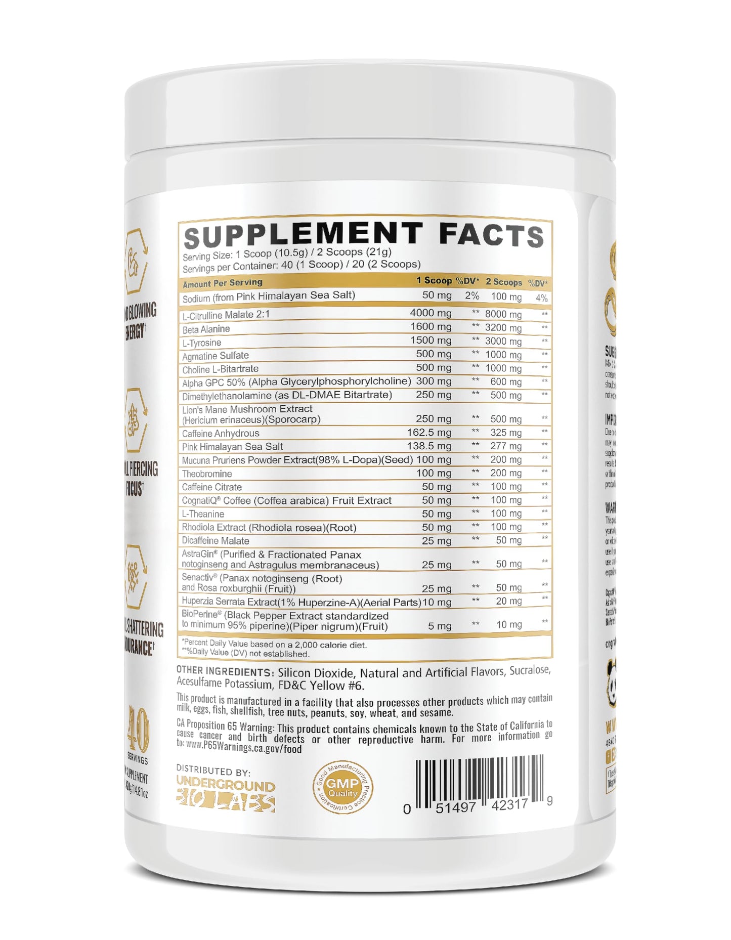 Underground Bio Labs/Panda Supps Skull High Stim/Nootropic Pre-Workout,Lion's Mane Underground Bio LabsBuy Supplements Australia