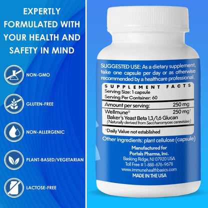 Immune Health Basics Ultra Strength Immunity - Clinically Proven Immune Support - Wellmune Highly Purified Beta Glucan - Gluten-Free, Non-allergenic Immune Health BasicsBuy Supplements Australia