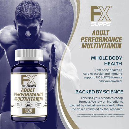 FXSUPPS Performance Multi-Vitamin with Amino Acids, Beta-Alanine and L-Carnitine, Enhanced Performance and Recovery, 180 Tablets FXSUPPSBuy Supplements Australia