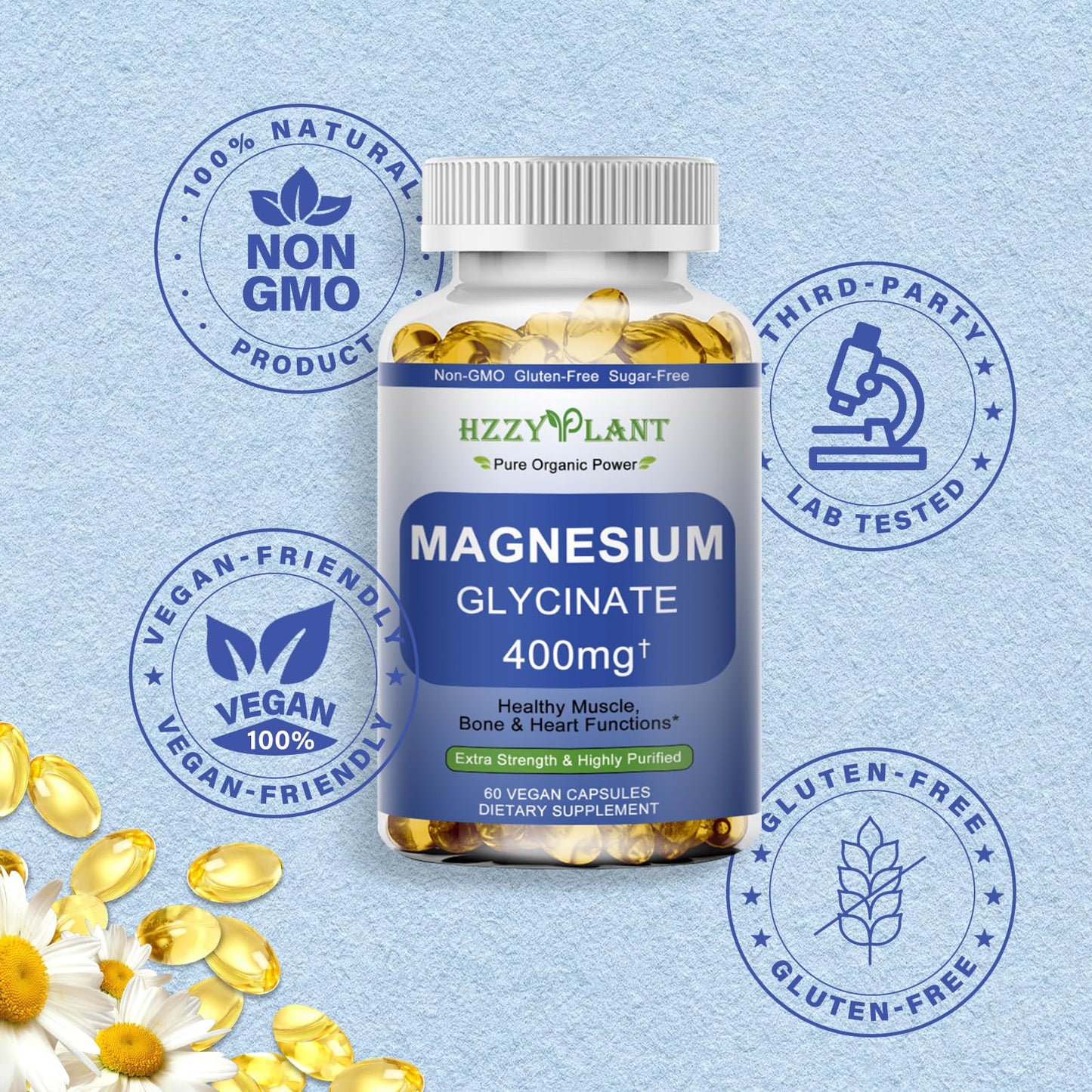 Magnesium Glycinate Softgels, High Absorption Magnesium Glycinate 400mg Supplement for Muscle, Heart, Sleep & Bone Support, Bisglycinate Softgel Capsules Supplement, Vegan, Non-GMO, 2 Month Supply HZZYPLANTBuy Supplements Australia