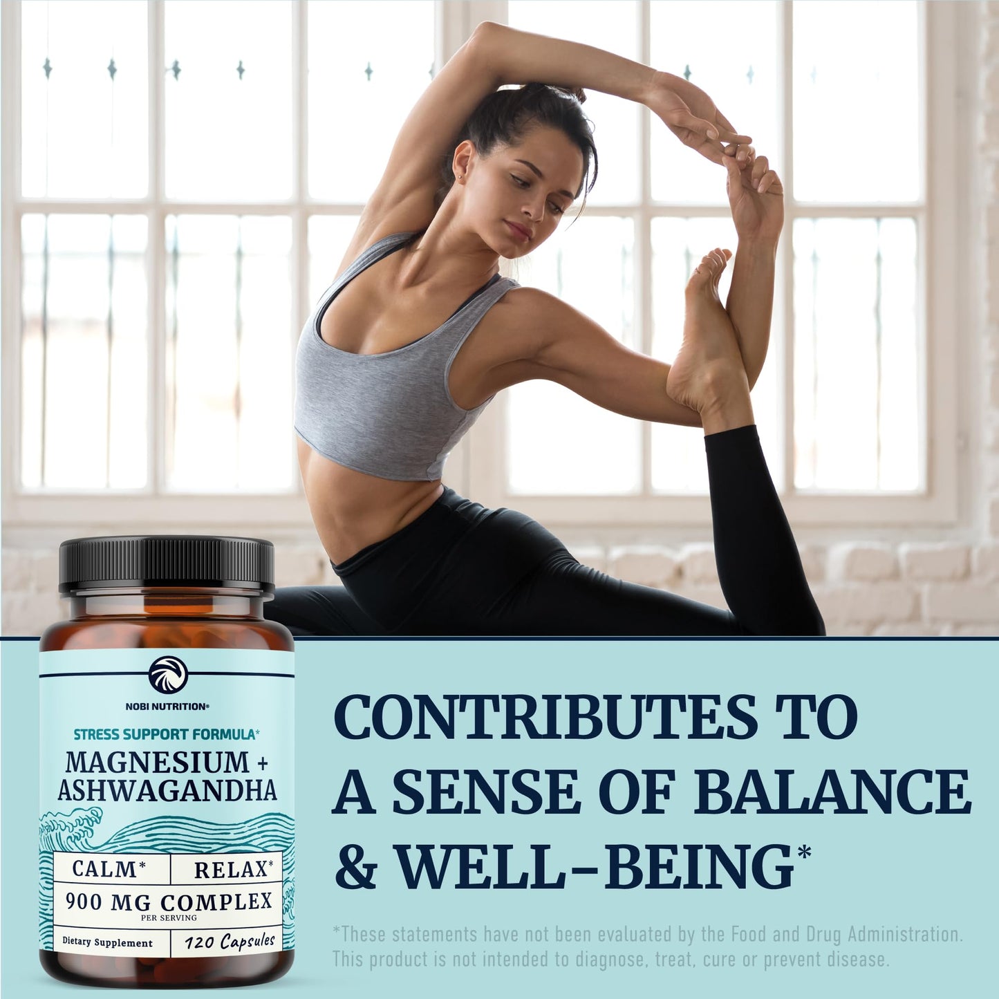 Magnesium Ashwagandha | Calming Magnesium Supplement for Adults | Relax, Rest, Calm Mood & Sleep Support | Mag Citrate & Oxide 400 mg + Ashwagandha 500 mg