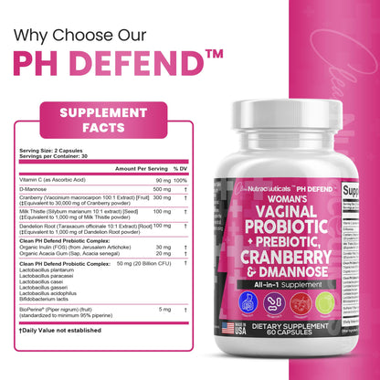 Vaginal Probiotics For Women + Prebiotics 20 Billion Cranberry Pills 30,000mg w/ D-Manno Clean NutraceuticalsBuy Supplements Australia