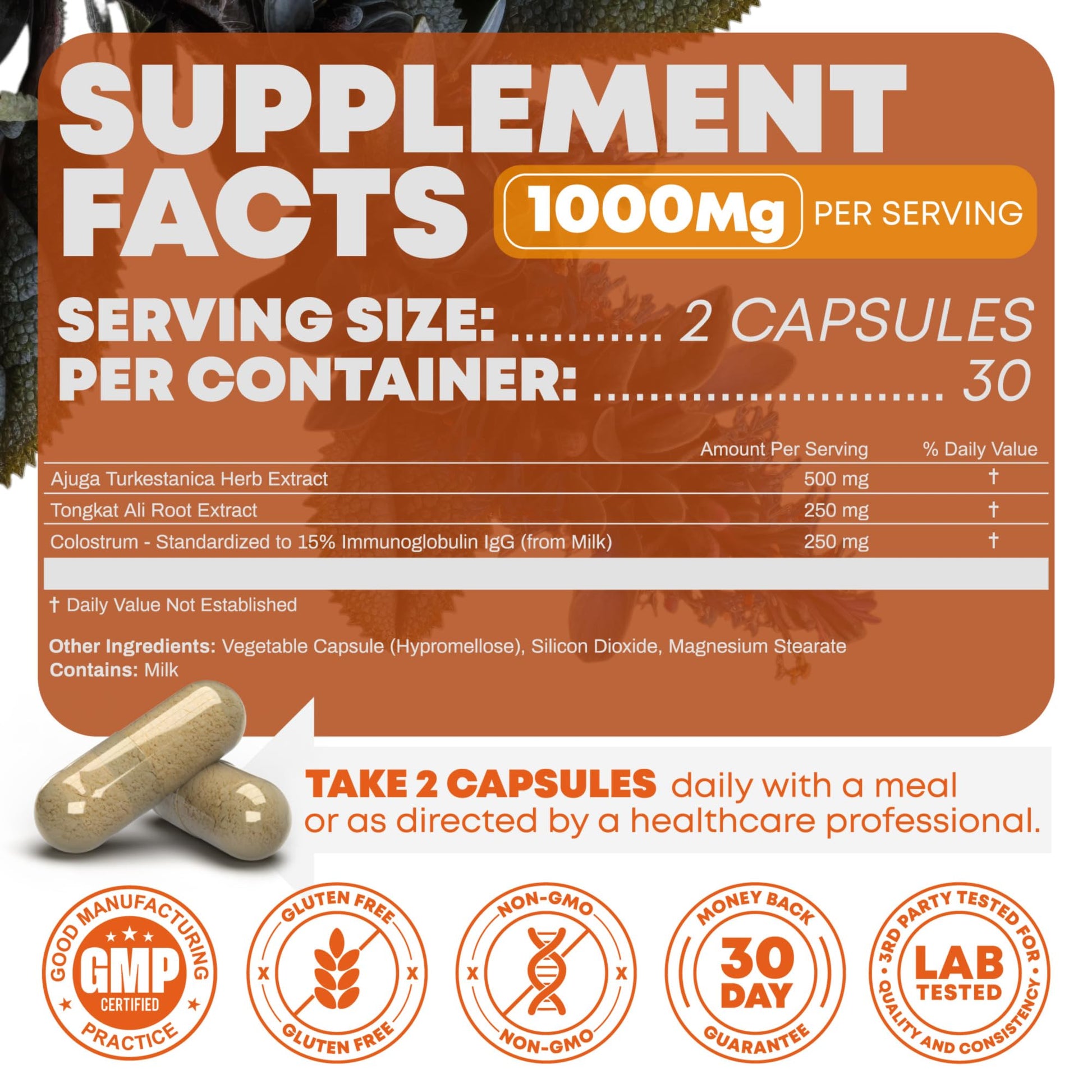 Peak Revival-X Turkesterone & Tongkat Ali 1000mg Supplement - 500mg Ajuga Turkestanica Per Serving Increase Stamina, Lean Muscle Growth & Recovery - Made in The USA (60 Capsules) Peak Revival-XBuy Supplements Australia