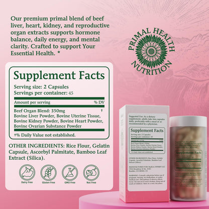 BudLive Beef Organ Supplement for Women – 100% Grass-Fed & Pasture Raised [Ovary, Liver, Spleen, Kidney & Heart] Primal Nutrition for Hormone Support, Energy & Wellness, 90 Capsules BudLiveBuy Supplements Australia