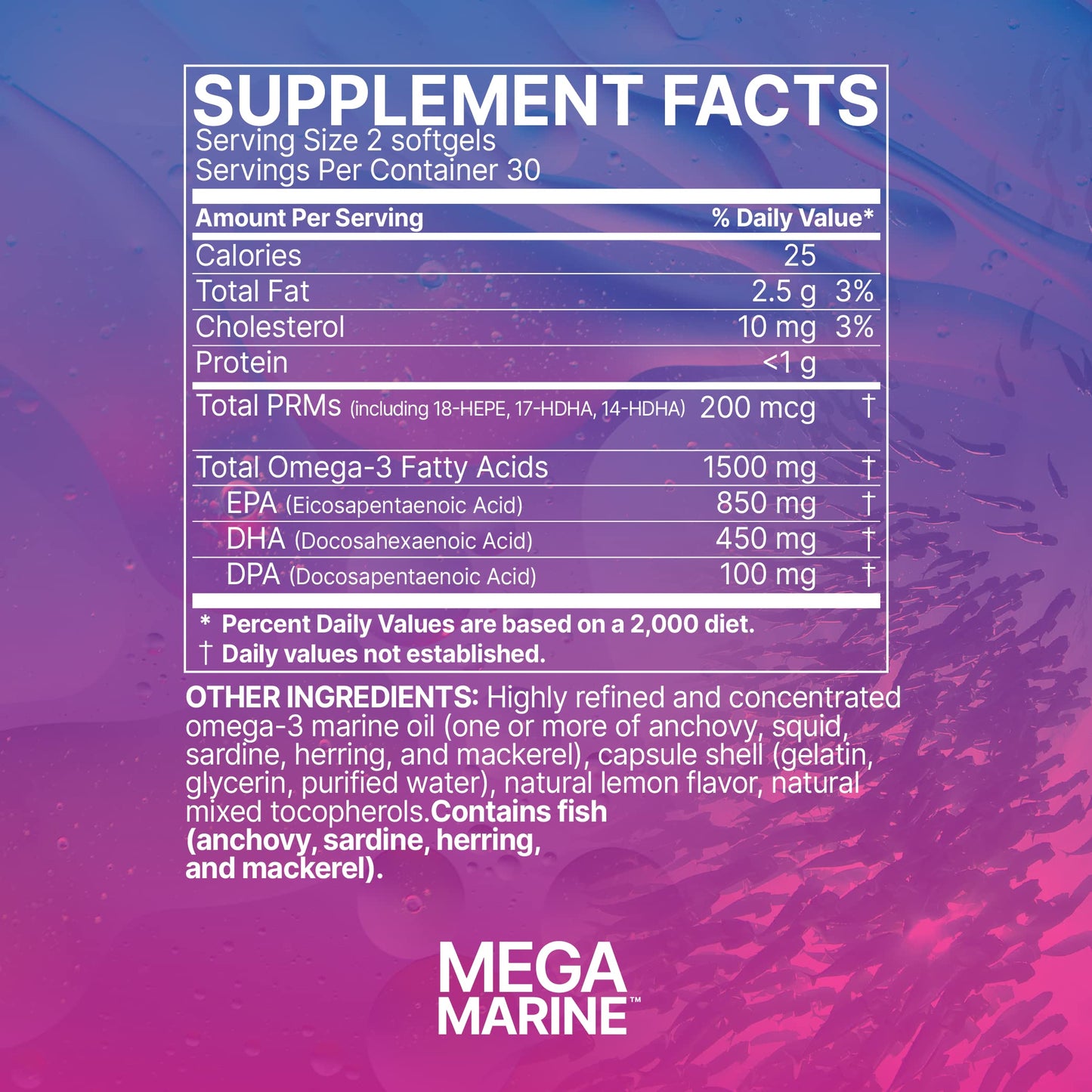 Microbiome Labs MegaMarine Omega 3 Fish Oil Supplements - Gut-Specific EPA DHA Omega 3 Supplement with DPA for Gut Health - Support Immune & Gut Barrier Function (60 Softgels) Microbiome LabsBuy Supplements Australia