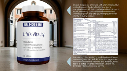 DR. MOSSERI Life's Vitality Vegan Multivitamin for Men & Women – Non-GMO Formula with 42 Fruits and Vegetables, Daily Multivitamin and Mineral Complex DR. MOSSERIBuy Supplements Australia