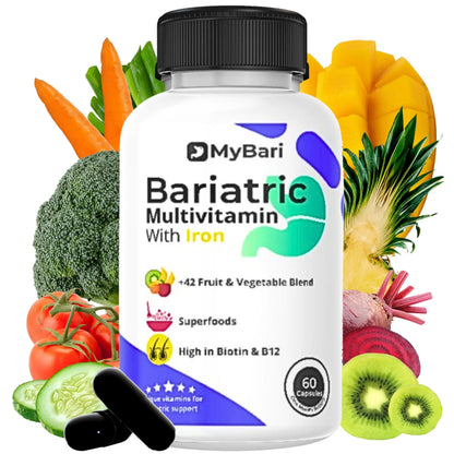 MyBari All-in-One Bariatric Multivitamin with Iron - Made in USA - for Men & Women - Supports Gastric Sleeve & Bypass with 42+ Fruit & Veggie Blend - 60 Liquid Capsules MyBariBuy Supplements Australia