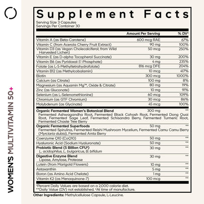 Codeage Women’s Multivitamin 50+ Supplement - Essential Vitamins for Women Over 50, Minerals, CoQ10, Hyaluronic Acid, Probiotics, Black Cohosh, Ashwagandha & Superfoods - Non-GMO - 90 Capsules CodeageBuy Supplements Australia