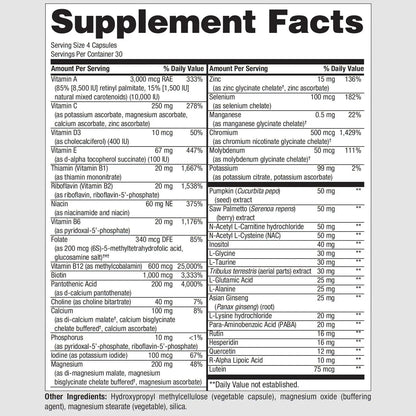 PureFormulas PureMulti for Men - Daily Comprehensive Multivitamin for Men's Health, Vitality, Energy, Focus, & Performance. Mens Vitamins A, C, D, E, & B12 PureFormulas