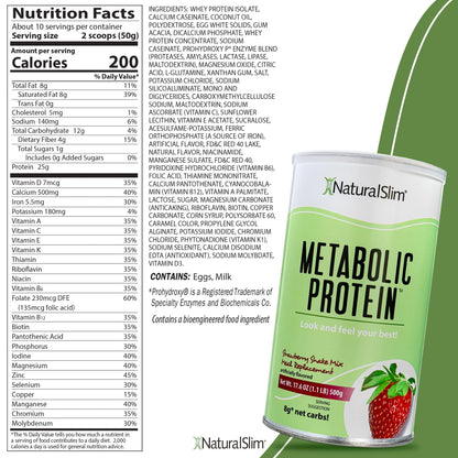 NaturalSlim Metabolic Whey Protein Powder Strawberry – Low Carb, Meal Replacement NaturalSlimBuy Supplements Australia