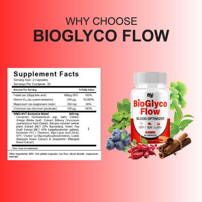 BioGlyco Flow Advanced Daily Multivitamin Health Support and All Natural Wellness Supplement Formula, BioGlyco Flow Premium Health and Wellness Support Formula Supplement (1 Pack - 60 Capsules) BLUE VIBEBuy Supplements Australia