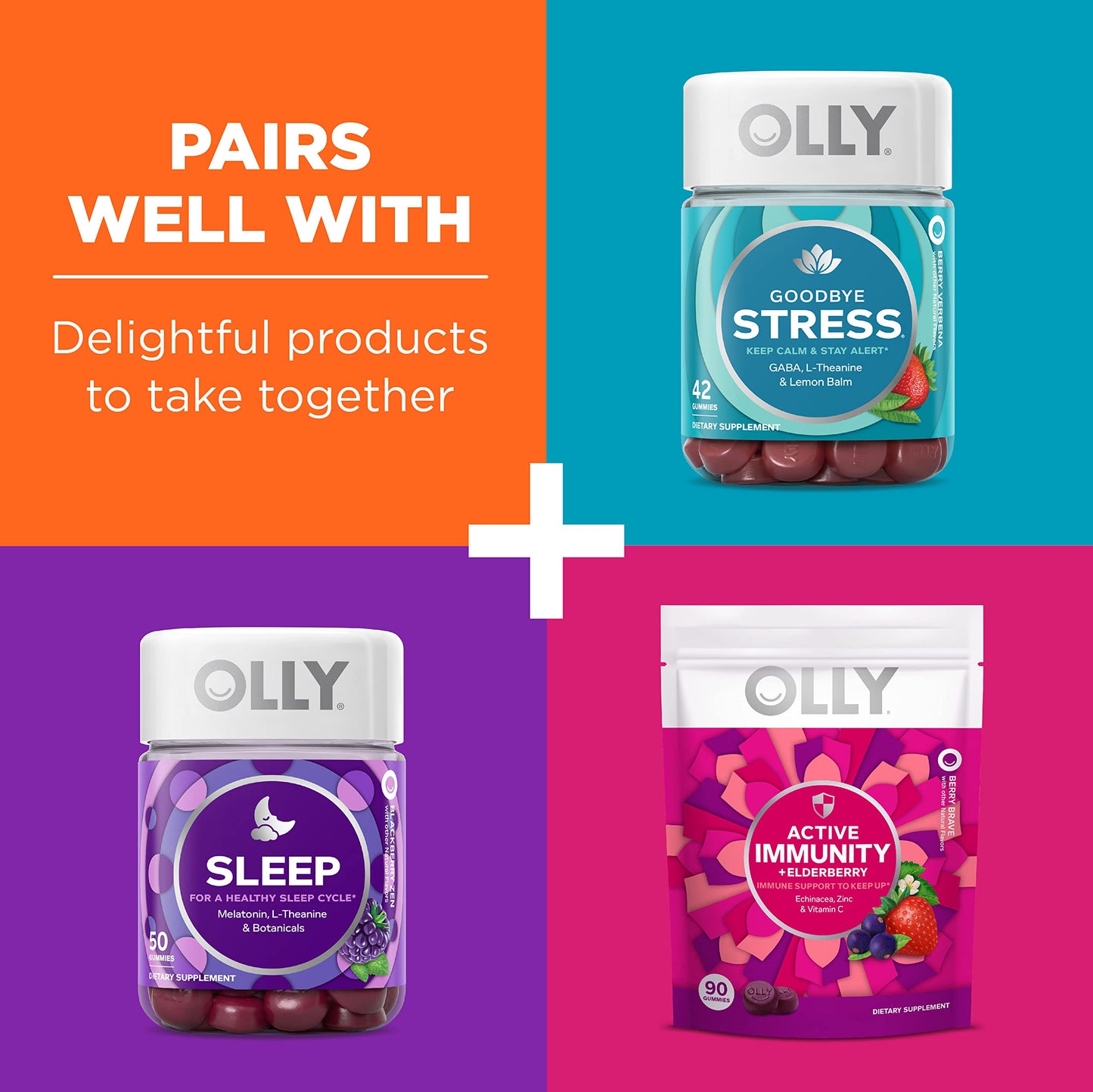 OLLY Laser Focus Gummy, Ginseng, Alpha GPC, B Vitamins, Berry Tangerine Flavor OLLYBuy Supplements Australia