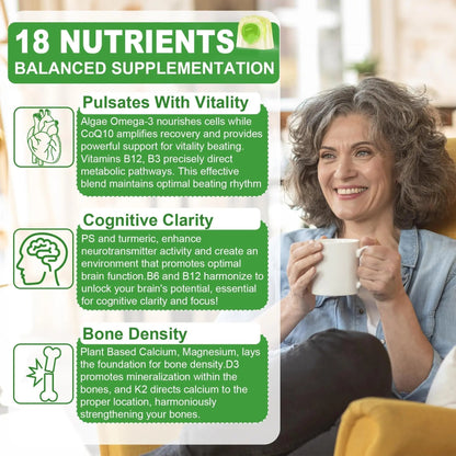 NEVISS 50+ Daily Gummy Multivitamin Algae Omega 3 & Calcium, CoQ10, Magnesium + Vitamin D3 5000IU Gummies 125mcg with Calcium 600mg, K2(MK7) 200mcg NEVISSBuy Supplements Australia