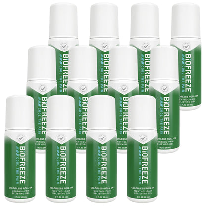 Biofreeze Roll-On Pain-Relieving Gel 3 FL OZ, Colorless (Pack Of 12) Topical Pain Reliever For Muscles And Joints From Arthritis, Backache, Strains, Bruises, & Sprains (Package May Vary) BiofreezeBuy Supplements Australia