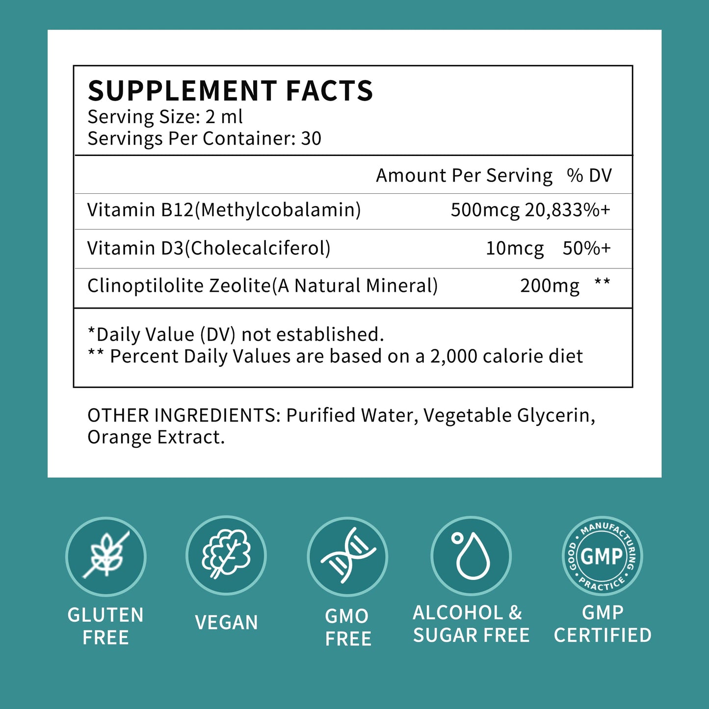 Zeolite Drops for Women,Adults and Kids- Clinoptilolite Zeolite Liquid Drops with Vitamin B12 & D3 - Heavy Metal Support, Immune Health, Natural Metabolism, Energy & Clear Skin - 30 Day Vegan Supply HerbanceBuy Supplements Australia