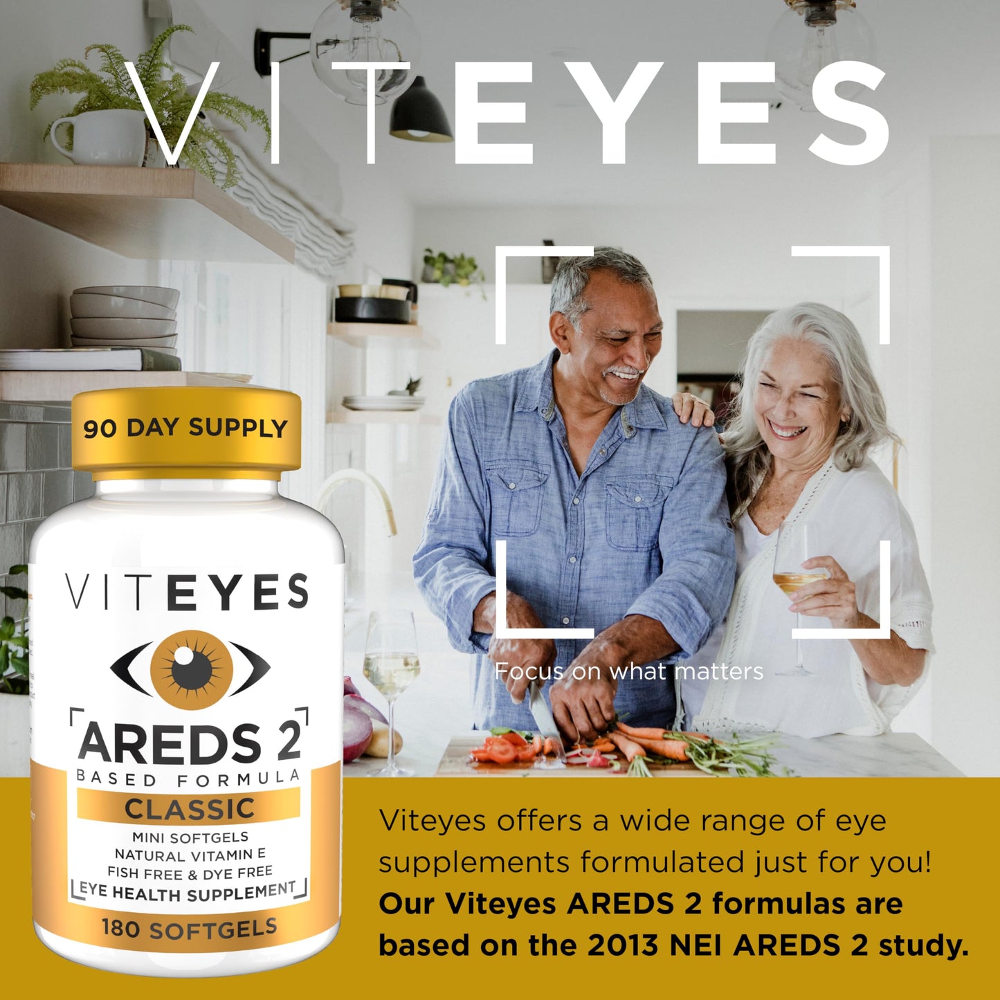 Viteyes AREDS 2 Classic Macular Health Formula Softgels, Eye Health Vitamin to Support Macular Health, Lower Zinc, Eye Vitamins, Macular Vitamins, Beta-Carotene Free, 180 Softgels ViteyesBuy Supplements Australia
