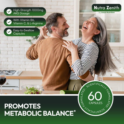 AKG Anti-Aging & Energy Boost Supplement with Vitamin B6, Vitamin C & L-Arginine – 60 Capsules for Youthful Skin, Cellular Renewal & Vitality Support Arazo NutritionBuy Supplements Australia