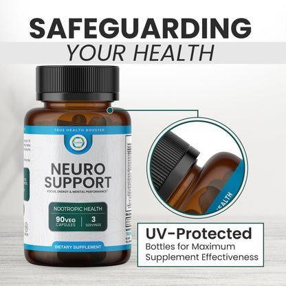 TrueMed Neuro Support - Premium Nootropic Supplement for Focus, Energy, Mental Clarity, and Performance Organic Lion’s Mane, Bacopa Monnieri, Rhodiola, Non-GMO Gluten-Free CDP Choline 90 Veg Capsules TRUEMEDBuy Supplements Australia