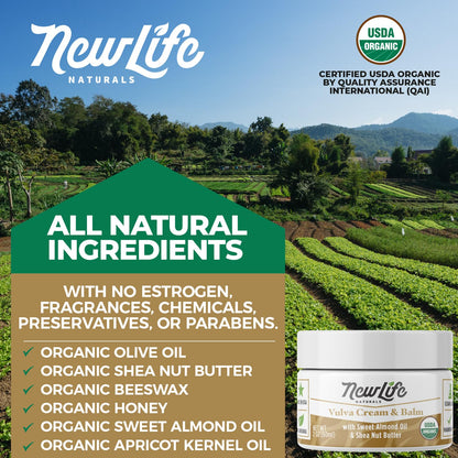 NewLife Naturals Certified Organic Vulva Cream - Menopause Support, Itching Relief, Vaginal Moisturizer NewLife NaturalsBuy Supplements Australia