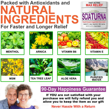 Sciatica Nerve Cream - Maximum Strength Comfort Cream for Feet, Hands, Legs, Toes, Back - Natural Ultra Strength Arnica, MSM, Menthol, Soothing Comfort, 2 Oz NuturnaBuy Supplements Australia