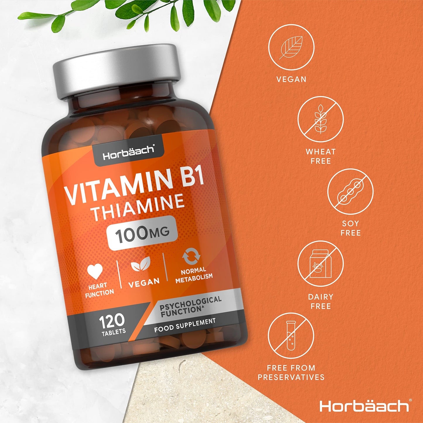 Vitamin B1 Thiamine High Strength 100mg | 120 Vegan Tablets | No Artificial HorbäachBuy Supplements Australia