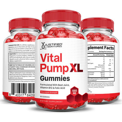 Justified Laboratories (3 Pack) Vital Pump XL Performance Gummies 1000MG Advanced Formula Vital PumpXL Formulated with Beet Juice ACV Pomegranate Beet Powder B12 Vegan Non GMO 180 Gummys Justified LaboratoriesBuy Supplements Australia