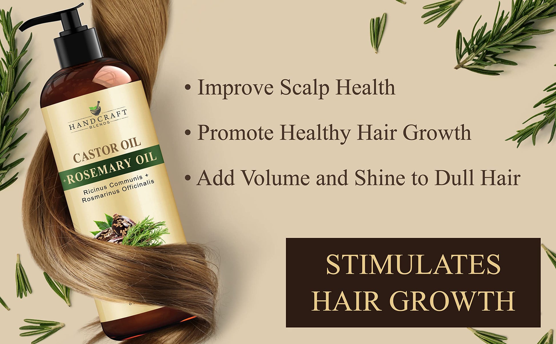Handcraft Blends Castor Oil with Rosemary Oil for Hair Growth, Eyelashes, Eyebrows Handcraft BlendsBuy Supplements Australia