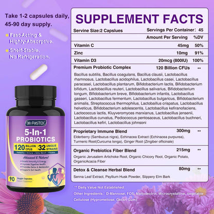 Probiotics for Women & Men Digestive Health，120 Billion CFUs, Prebiotics and Probiotics DRFOSTERBuy Supplements Australia