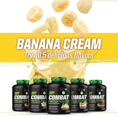 MusclePharm Combat Protein Powder, Banana Cream - 4 lb - Gluten Free - 52 Servings Muscle PharmBuy Supplements Australia